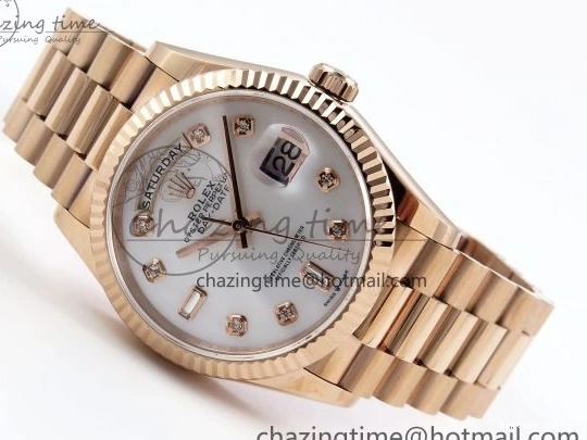 0523 OdorResistant Day Date 36 RG TWSF Best Edition White Diamonds Dial on RG Bracelet A 1610